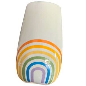 Debi Lilly Rainbow Ceramic Vase White Cylinder Modern Home Decor euc (no tea!)
